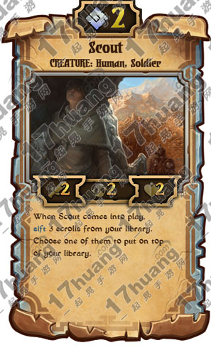 这张卡牌可以花费2个秩序值召唤，属于人类士兵，攻击力2，CD值2，生命值2.